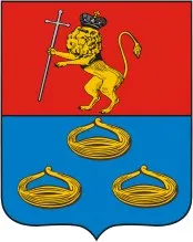 Щит: вверху на красном поле золотой лев с крестом, внизу на голубом три золотых калача