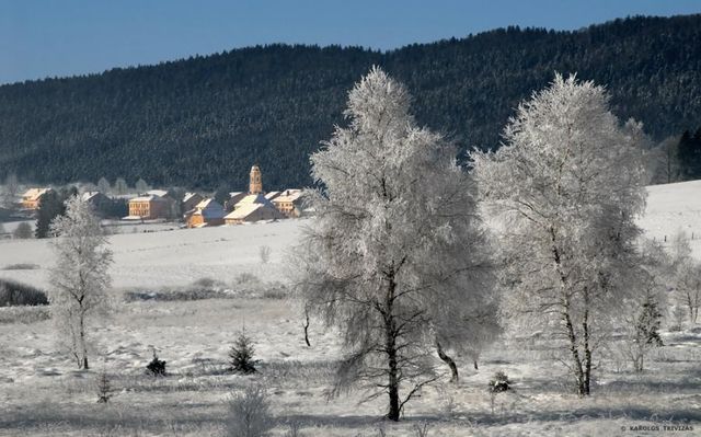 Заснеженная деревня в горах